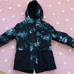 Floral Kids Winter Parka Jacket with Hood